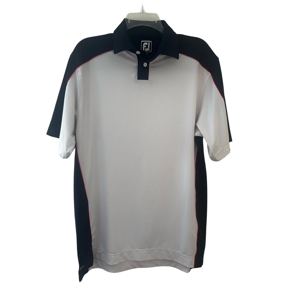 Footjoy Athletic Fit Golf Polo Medium White Blue
